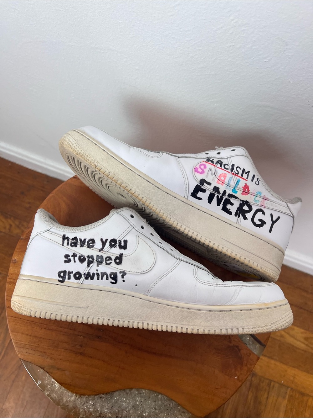 Political Art 2016 Nike White Leather Air Force 1s Low-Top Sneakers Size 11